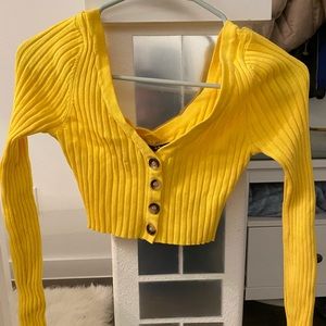 Cute bright yellow cropped sweater.